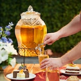 thumbnail of Relaxdays Getränkespender mit Ständer, Limobehälter 8L, Edelstahl Zapfhahn & Deckel, Wasserspender, Glas, transparent