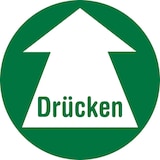 thumbnail of Türschild, Drücken, grün, langnachleuchtend, Ø 100 mm - 100 mm Folie selbstklebend, nachleuchtend