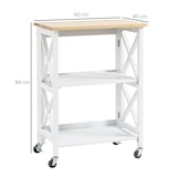thumbnail of Carro de Cocina Plegable Carrito de Servicio con Ruedas con Estantes de 2 Niveles 60x40x84 cm