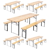 thumbnail of Mesa y bancos de madera para brasserie 220 cm - Lote de 5 - Oviala