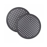 thumbnail of Relaxdays Pizzablech, 2er Set, rund, gelocht, antihaft, Pizza & Flammkuchen, Carbonstahl, Knusperblech, ∅ 32 cm, grau