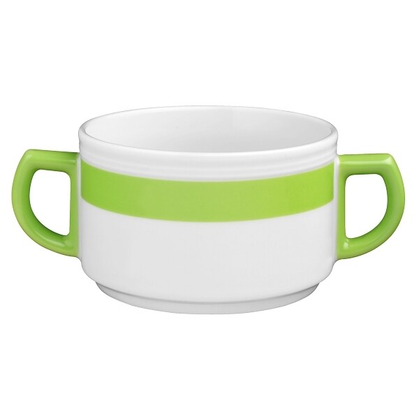 6 x Seltmann Obere zur Suppentasse 0,35 l, Form:  Vitalis, Dekor: 34927 grünes Band