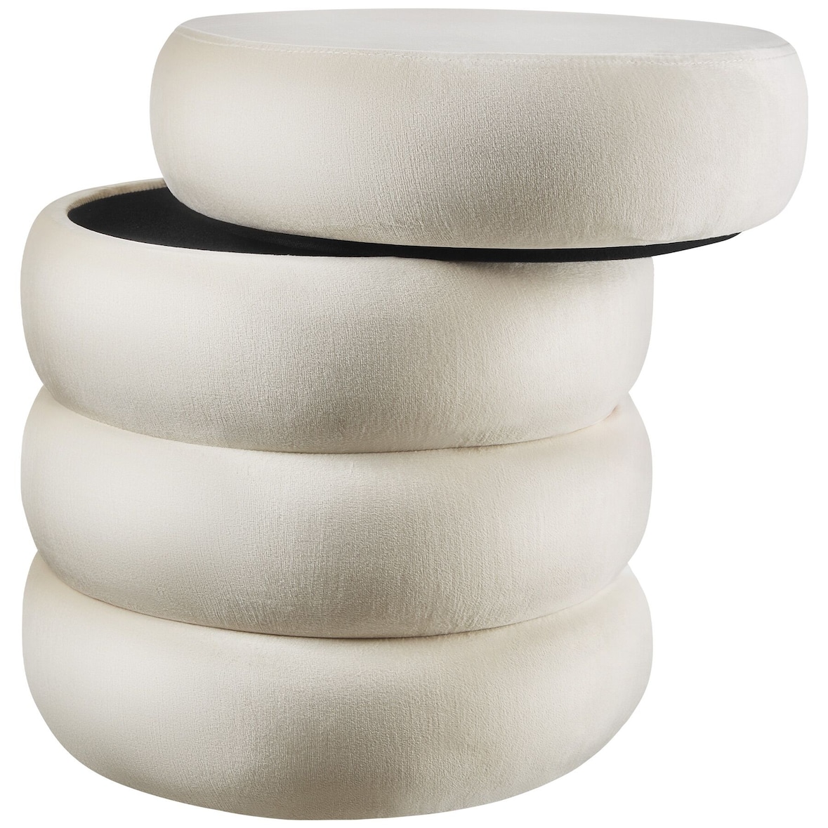 tectake Hocker Altu, gestoffeerd, opbergruimte - Fluweellook crèmewit - 405357
