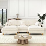 thumbnail of U-förmiges Cloud-Sofa 140x272x93 cm aus Chenille mit Rüschenverzierung und Hocker – Flexibel, modern und komfortabel