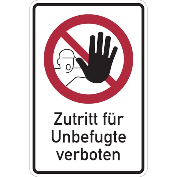 Verbotsschild, Kombischild, Zutritt für Unbefugte verboten - DIN 4844 - 200x300x1.5 mm Kunststoff