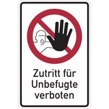 thumbnail of Verbotsschild, Kombischild, Zutritt für Unbefugte verboten - DIN 4844 - 200x300x1.5 mm Kunststoff