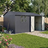 thumbnail of Gerätehaus XXXL – verzinktes Metall in Anthrazit (RAL 7016) | Inkl. Schloss & Werkzeughaken | wetterfester Geräteschuppen, Gartenhaus