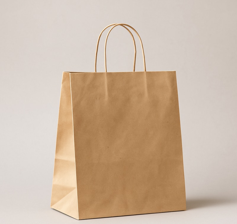 Una bolsa de papel marrón con asas.
