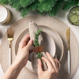 thumbnail of Relaxdays Serviettenringe, 12er Set, aus Holz, HxD: 2,5 x 5 cm, Serviettenhalter, Papier- und Stoffservietten, braun