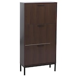 thumbnail of Schuhkipper HWC-P48, Schuhregal Schuhschrank, 3 Kippfächer Ablage MDF Melamin 125x60x25cm ~ Walnuss-Optik