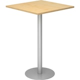 thumbnail of bümö Stehtisch Büro, Bistrotisch eckig 80 x 80 cm - Bartisch Ahorn, Stehtisch Holz-Platte, Säule aus Metall in silber, Buffettisch, Säulentisch,