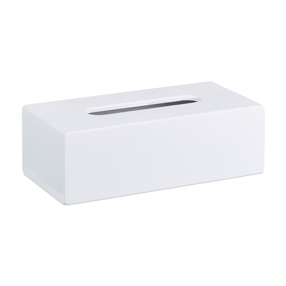 Relaxdays Tücherbox Bambus, Taschentuchbox mit Schiebeboden, Tissue Box für Taschentücher, HxBxT: 7,5 x 24 x 12 cm, weiß