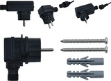 Stecker, Schrauben und Dübel.