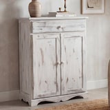 thumbnail of Credenza cassettiera shabby vintage legno paulonia cassetto sportelli 33x66x78cm marrone