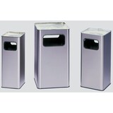 thumbnail of PROREGAL Kombiascher mit abgerundeten Ecken | 2-Fach Einwurf | 96 Liter, HxBxT 75,5x43x43cm | Edelstahl | Mülleimer Aschenbecher Abfalleimer