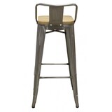 thumbnail of Aubry Gaspard - Tabouret de bar en acier brossé et bois d'orme huilé - 42 x 42 x 92 #H siège 77