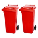 thumbnail of Mega Deal 2x PROREGAL 2-Rad-Mülltonne, 120 Liter, HDPE Kunststoff, Rot, Mülltonne, Müllgroßbehälter, Mülleimer, Abfalltonne, Müllbehälter