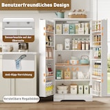 thumbnail of Küchenschrank 60x35x128 cm Weiß mit LED-Sensorleuchte, höhenverstellbaren Einlegeböden, 5 Ablagen, Türen und Kippschutz für Küche und Wohnraum