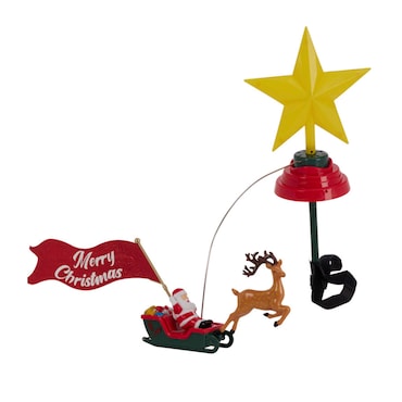 WellHome - Estrela de Natal LED para o topo da árvore com música e trenó giratório