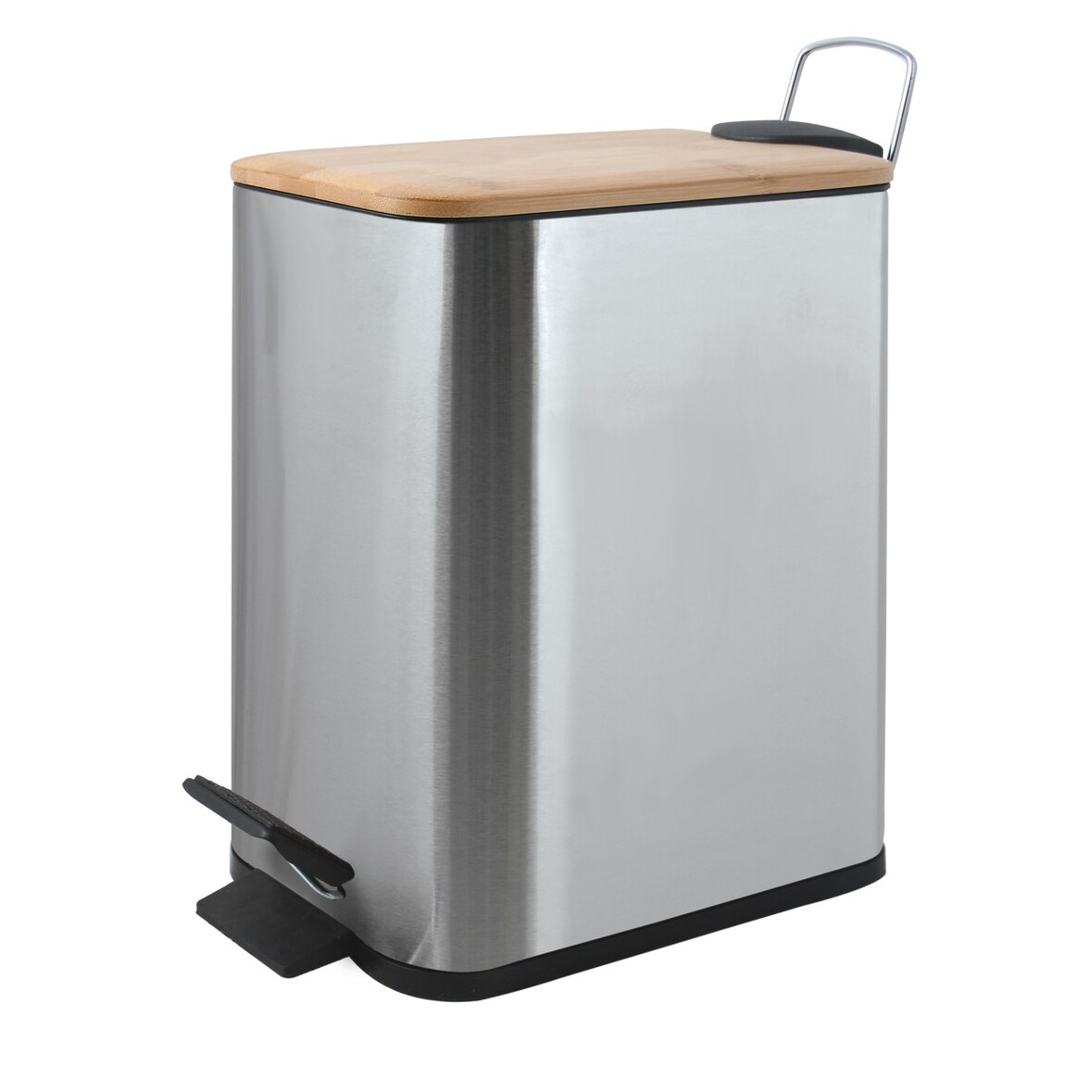 WellHome - Cubo de basura con pedal de 5L en color Plateado 14x28x29cm - ERIK
