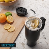 thumbnail of Arendo Thermobecher 1200 ml, Edelstahl Tumbler mit Deckel, Henkel, Strohhalm, doppelwandig, vakuumdicht, auslaufsicher