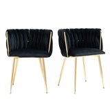 thumbnail of Polsterstuhl 56x42x74 cm Samt Schwarz 2er Set mit goldfarbenen Metallbeinen gepolsterter Rückenlehne vielseitig als Esszimmer und Relaxstuhl