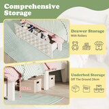 thumbnail of Holzbett Einzelbett 90x200 mit Schublade und Stauraum, Massivholzbett im Blockdesign, stabiles Bett mit Lattenrost, modernes Design Weiß