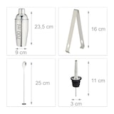 thumbnail of Relaxdays Cocktail Set, 16-tlg. Barset mit Ständer, Shaker, Barmaß, Barlöffel, Zange, Edelstahl & Bambus, silber/natur