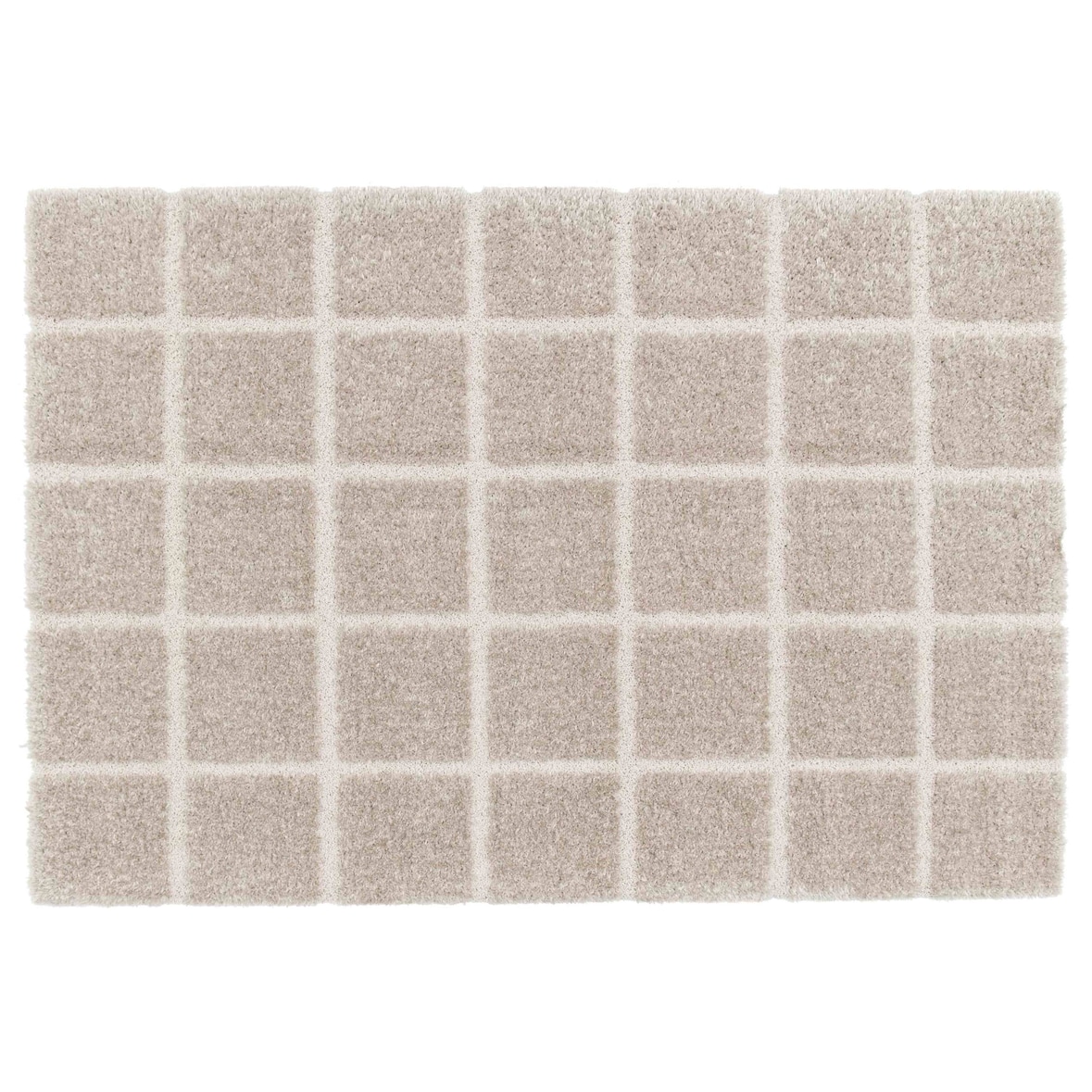 Tapis rectangulaire à poils longs style shaggy taupe 120 x 170 cm - Oviala