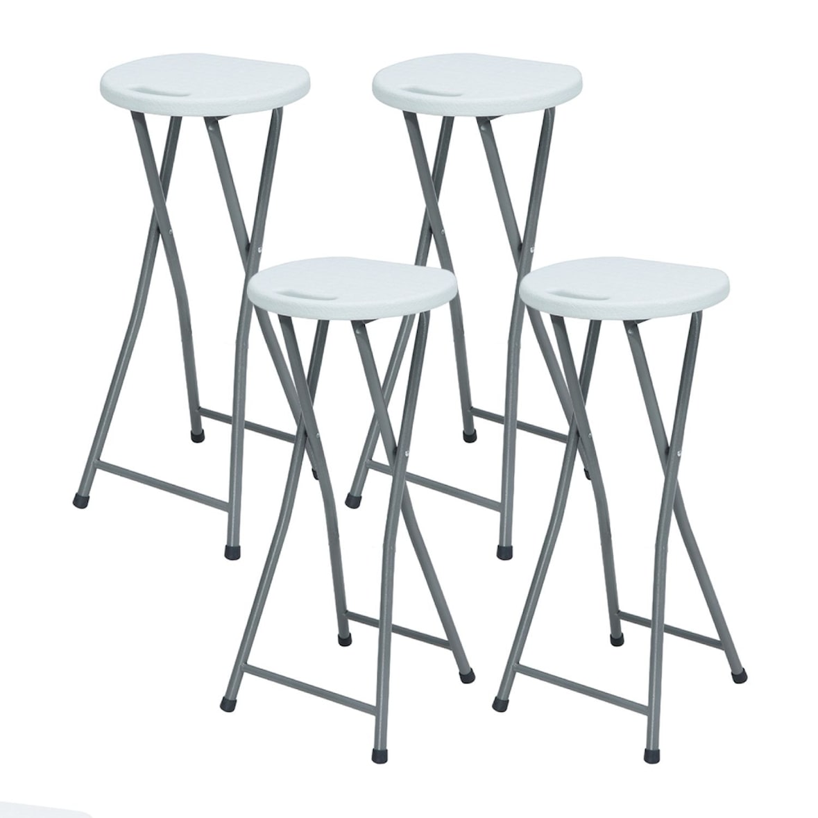 Pack 4 Sgabelli Alti Pieghevoli 30x76cm Bianco 7house