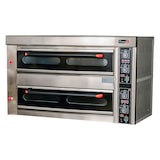 thumbnail of Romux® Doppelkammer Elektrisch Pizzaöfen für 8+8 Pizzen mit 32 cm mit Schamottsteinboden und Präzisem Thermostat | Max. Temperatur 400 °C - 13200W