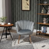 thumbnail of HOMCOM Poltrona in Velluto Imbottita Schienale a Conchiglia Grigio