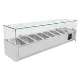 thumbnail of Mesa refrigerada para pizza, 1 porta, 7 gavetas massa, aço inox, mármore negro, 390 L, EN 60 x 40 cm, vitrine de ingredientes GN 1/4, Vaiotec 11265