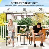 thumbnail of Rattan Balkonmöbel Set 3 teilig Beige 67x56x78 cm mit 2 stapelbaren Stühlen Tisch rund wetterfest UV beständig Kissen spritzwasserresistent