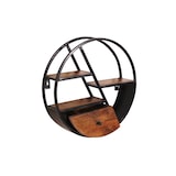 thumbnail of SIT Möbel Wandplank rond | 3 planken, 1 lade | Mangohout natuur | Frame antiek metaal antiek zwart | B 50 x D 13 x H 50 cm | 09274-01 | Serie PANAMA