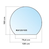 thumbnail of Funkenschutzplatte Kreisabschnitt 120x105cm - Klarglas mit Dichtlippe
