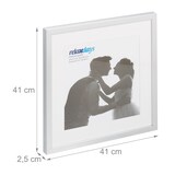 thumbnail of Relaxdays Bilderrahmen 2er Set, 38,5x38,5 cm, quadratisch, Fotorahmen, Aufhängen oder Hinstellen, Passepartout, silber