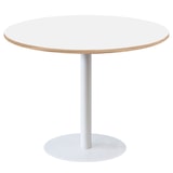 thumbnail of Restootab - Table Ø120cm - pied blanc, plateau blanc chants bois