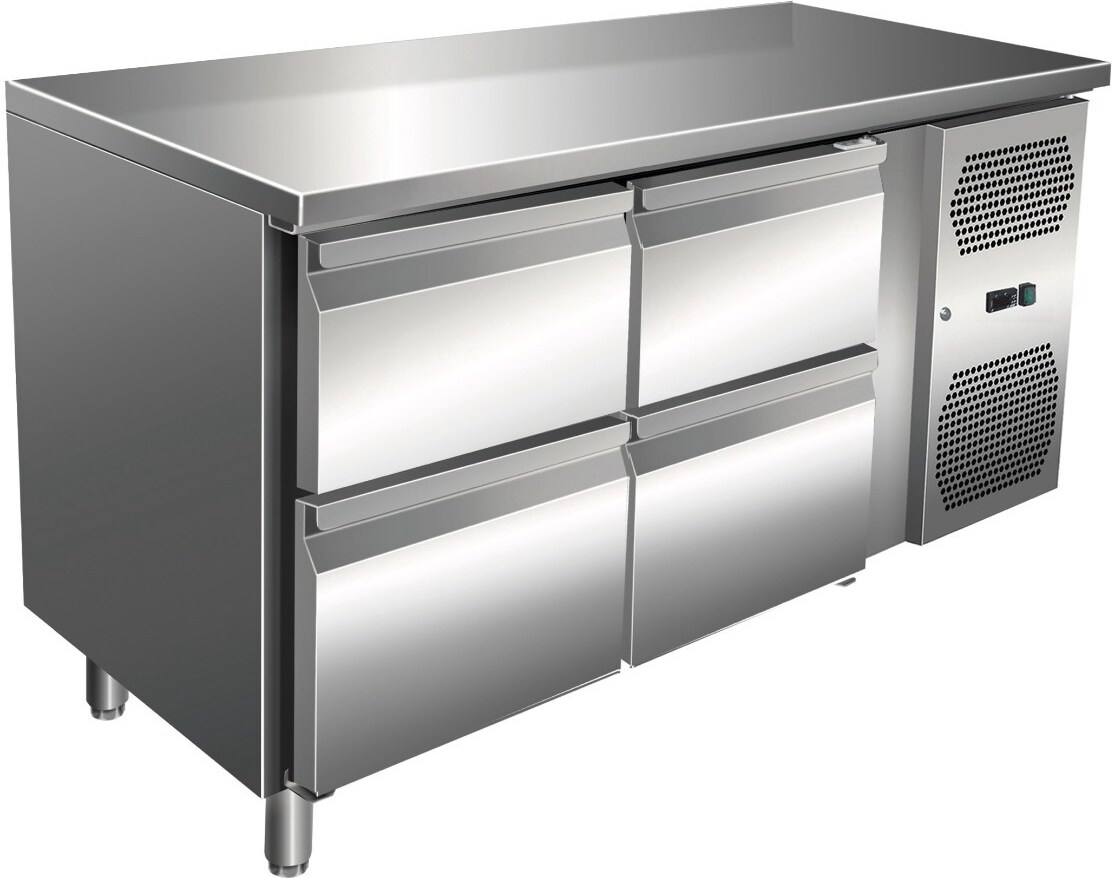Gastro Edelstahl Kühltisch Kühltheke 4 Schubladen 115 L -2/+8°C Umluftkühlung
