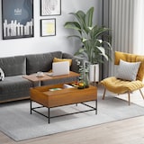 thumbnail of HOMCOM Mesa de Centro Elevável Mesa de Café Versátil com Armazenamento Oculto Pés de Metal para Sala de Estar Sala de Jantar 90x60,5x45,5cm Teca