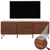 thumbnail of Porta TV HWC-M49, mobile televisione, moderno design 3D, legno massiccio di mango, metallo 52x142x44cm ~ color noce
