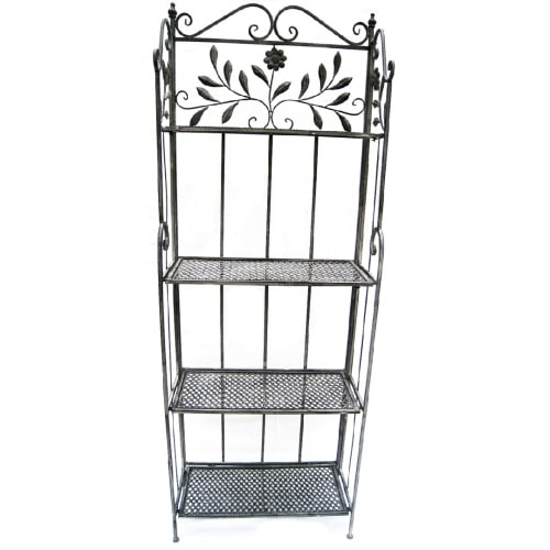 Eisenregal Standregal Dekoregal Metallregal Gartenregal 4 Etagen Antik grau : Grau