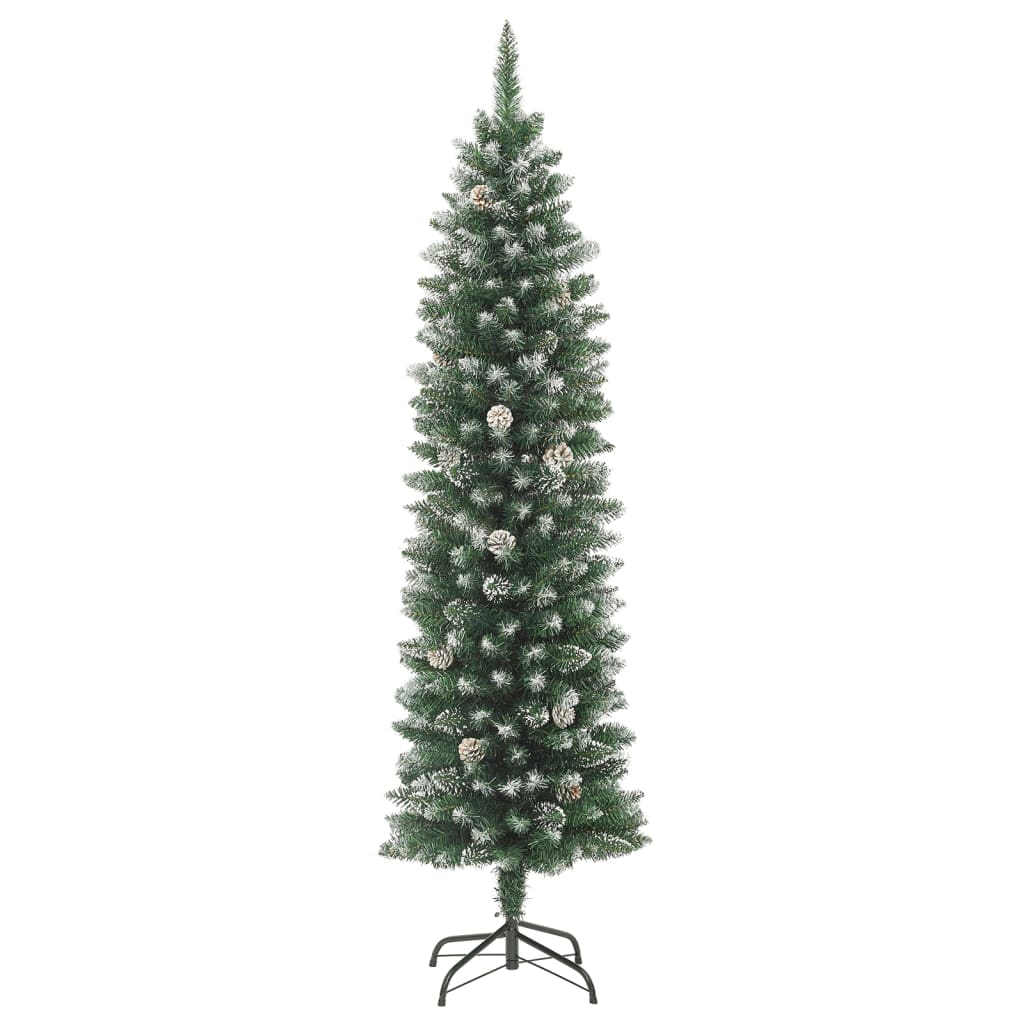 vidaXL Kunstkerstboom smal met standaard 210 cm PVC
