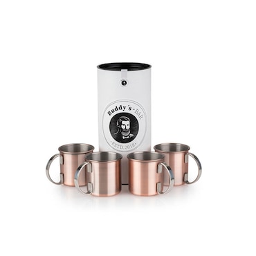 4 Mokken -MOSCOW MULE- Ø9cm H:9cm Inhoud:0,45 Liter