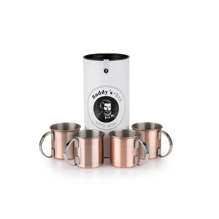 4 Mokken -MOSCOW MULE- Ø9cm H:9cm Inhoud:0,45 Liter