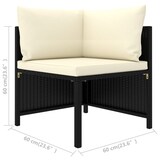 thumbnail of vidaXL 3-delige Loungeset met kussens poly rattan zwart