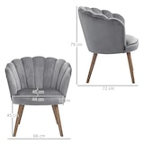 thumbnail of HOMCOM Poltrona in Velluto Imbottita Schienale a Conchiglia Grigio