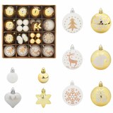 thumbnail of vidaXL Weihnachtskugel-Set 40 pcs Weiß und Gold Kunststoff