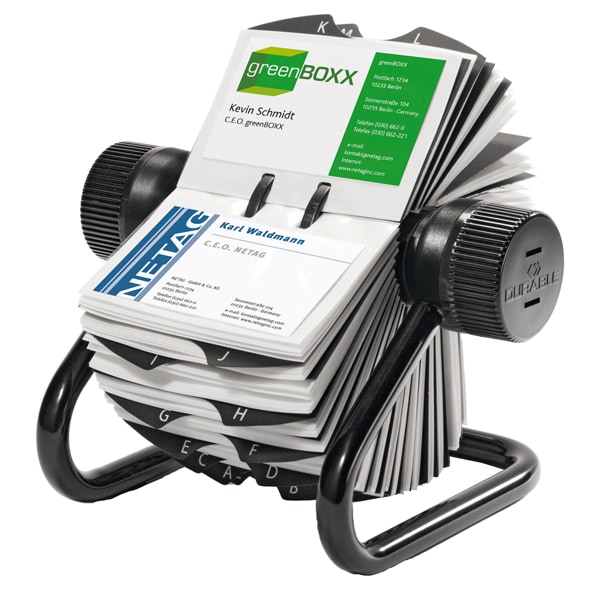 Durable 248101 Visifix Rollkartei, für 400 Visitenkarten, Register A-Z, schwarz