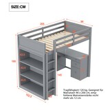 thumbnail of Hochbett 90×200 cm mit Stauraum Computertisch Modulbauweise Platzsparend Lattenrost Grau Holz robust modernes Design